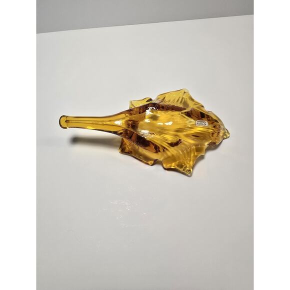 Pilgrim Glass Amber Leaf Decorative Piece Hand Blown Glass Vintage 1970s - Picture 4 of 5